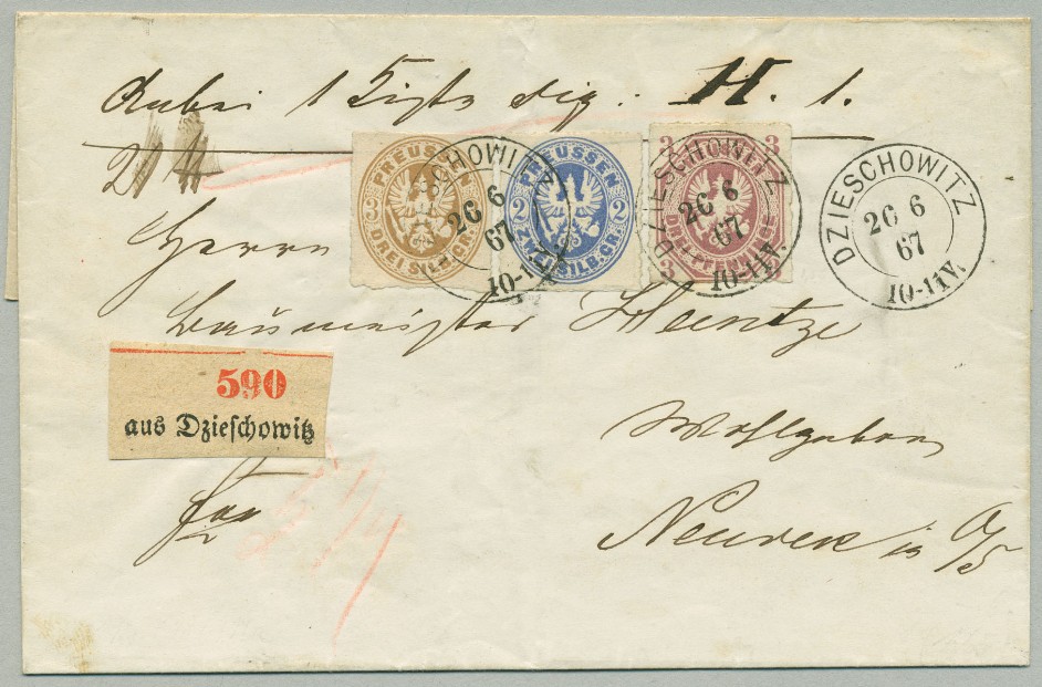 Paketbegleitbrief aus Dzieschowitz